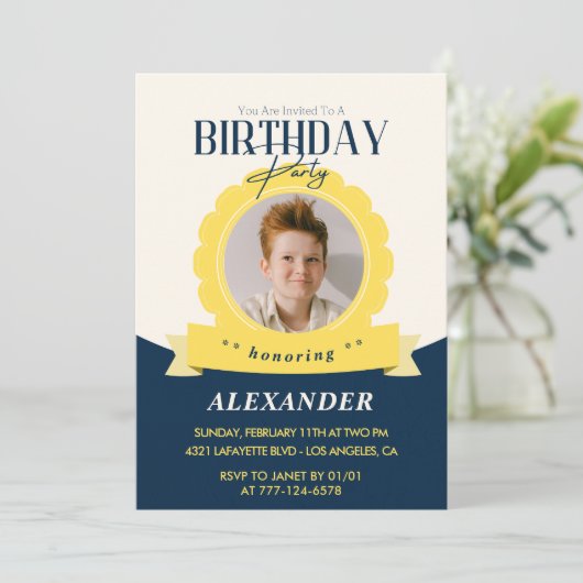 子供の誕生日13歳の誕生日の招モダン待 招待状 (スタンド正面)