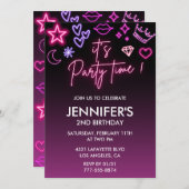 子供の誕生日2nd誕生日グリッタースパークリー 招待状 (正面/裏面)