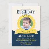 子供の誕生日4歳の誕生日招待状 モダン 招待状 (正面)