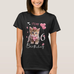 子供の誕生日6歳キャットフォー女の子Itu2019s私 Tシャツ