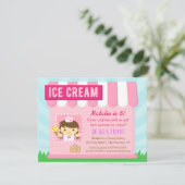 子供の誕生日、かわいいアイスクリームのパーティの招待状 招待状 (スタンド正面)