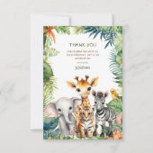 子供の誕生日　ジャングルサファリ　動物　男の子　写真 サンキューカード (正面)