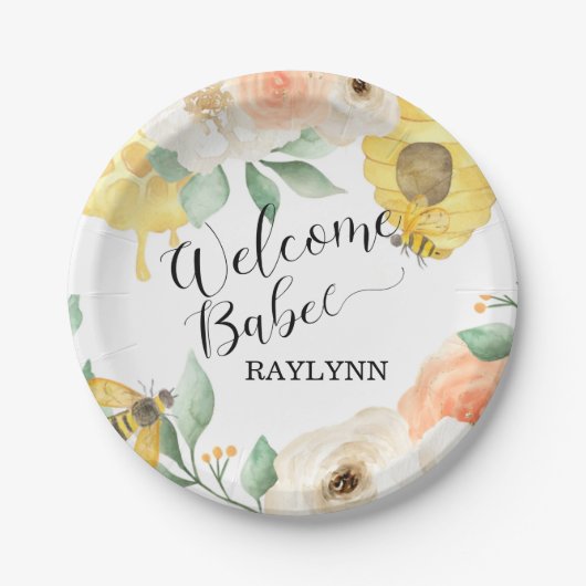 子供の誕生日、ハチミツ、ハチをテーマにした紙プレート ペーパープレート (正面)