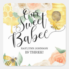 子供の誕生日，ハニービー，ビーをテーマにした紙プレート スクエアシール