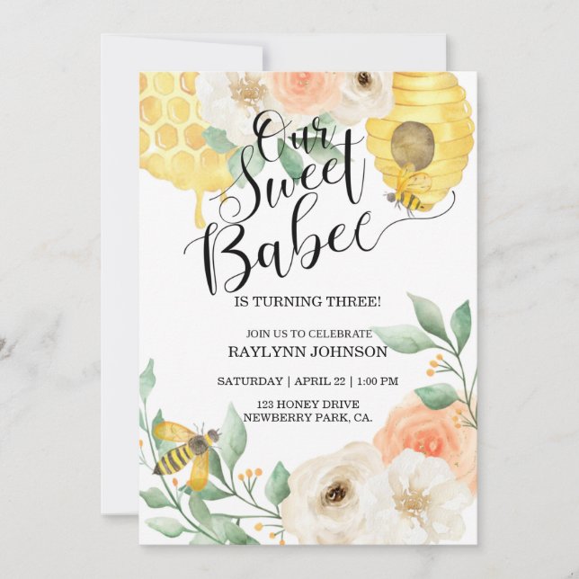 子供の誕生日、ハニービー、ビーをテーマにした (正面)