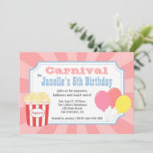 子供の誕生日 - ポップコーンと風船のカーニバル 招待状 (スタンド正面)