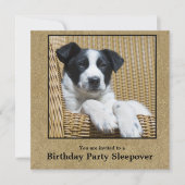 子供の誕生日 子犬のカスタムフォトパジャマパーティー 招待状 (正面)