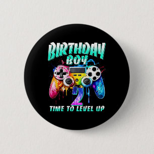 子供の誕生日 男の子 レベルアップの時間 ゲーマー ビデオゲーム 缶バッジ