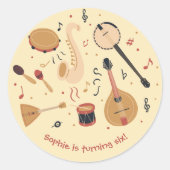 子供の誕生日 音楽 楽器 ラウンドシール (正面)