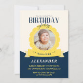 子供の誕生日 1歳の誕生日招待状 モダン 招待状 (正面)