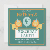 子供の誕生日 - 4歳 - パーティー招待状 招待状 (正面)
