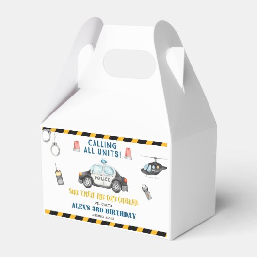 子供の警察の誕生日パーティーお願いギフトボックス フェイバーボックス (裏面サイド)