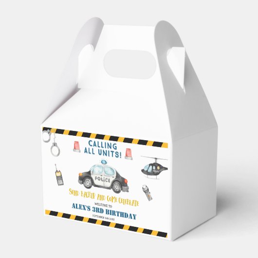 子供の警察の誕生日パーティーお願いギフトボックス フェイバーボックス (正面サイド)