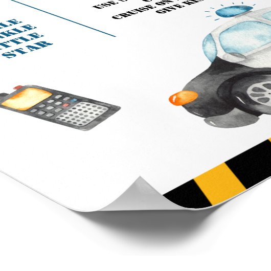 子供の警察の誕生日パーティーの最初の年マイルストーン ポスター (角)