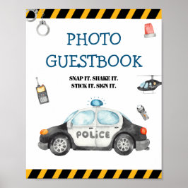 子供の警察の誕生日パーティー写真ゲストブックサイン ポスター