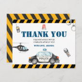 子供の警察誕生日パーティー サンキューカード (正面/裏面)