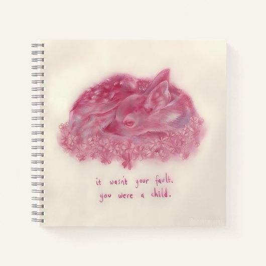 子供の負担：ピンクの子鹿 ノートブック (正面)