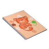 子供の赤いおもちゃの猫のシームレスパターン ノートブック (右側)