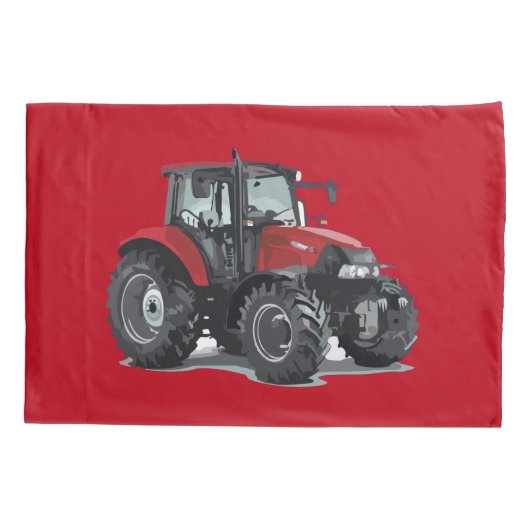 子供の赤いトラクターの農場の枕カバー 枕カバー (裏面-左)