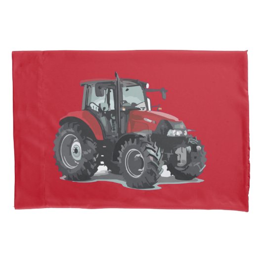 子供の赤いトラクターの農場の枕カバー 枕カバー (正面左)