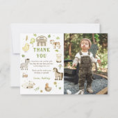 子供の農場をテーマにした誕生日写真ありがとうカード サンキューカード (正面)
