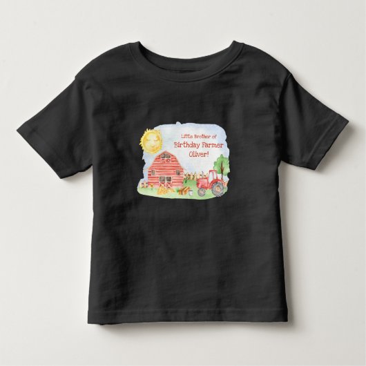子供の農家 誕生日パーティー お揃いの家族 兄弟 トドラーTシャツ (正面)