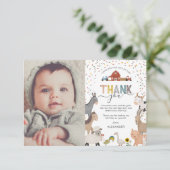 子供の農業をテーマにした誕生日写真 サンキューカード (スタンド正面)