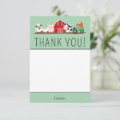 子供の農業動物の誕生日パーティーお礼メッセージ サンキューカード (スタンド正面)