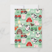 子供の農業動物の誕生日パーティーお礼メッセージ サンキューカード (裏面)