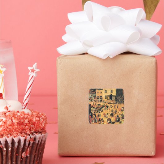 子供の遊び素晴らしやア絵画ート スクエアシール (パーティー)