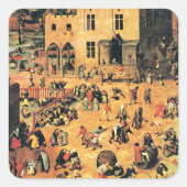 子供の遊び素晴らしやア絵画ート スクエアシール (正面)