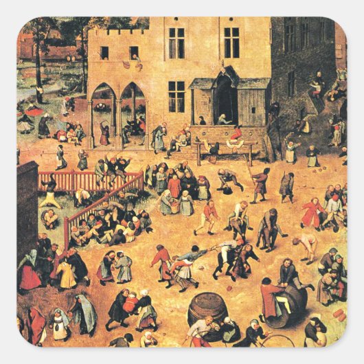 子供の遊び素晴らしやア絵画ート スクエアシール (正面)