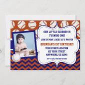 子供の野球の写真の誕生日の招待状 招待状 (正面)