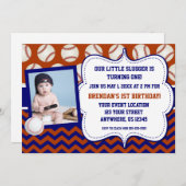 子供の野球の写真の誕生日の招待状 招待状 (正面/裏面)