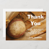 子供の野球の誕生日パーティー サンキューカード (正面/裏面)