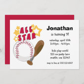 子供の野球オールスターのバースデーパーティ招待状 招待状 (正面/裏面)