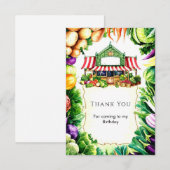 子供の野菜ファーマーズマーケット誕生日 サンキューカード (正面/裏面)