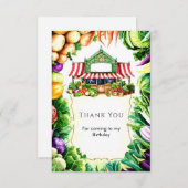 子供の野菜 ファーマーズマーケット 誕生日 サンキューカード (正面/裏面)