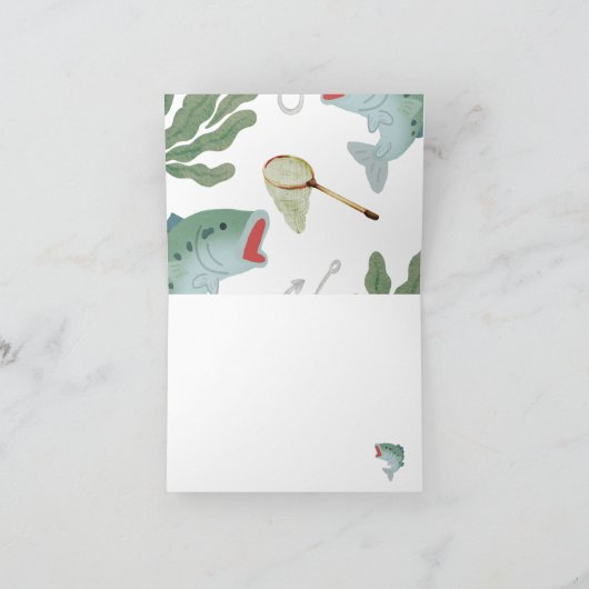 子供の釣りテーマのベビーシャワー招待状 サンキューカード (内部)