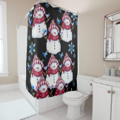 子供の雪だるまシャワーカーテン赤白 シャワーカーテン (インサイチュ)