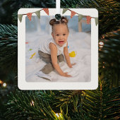 子供の雪だるまモノグラムクリスマスツリー メタルオーナメント