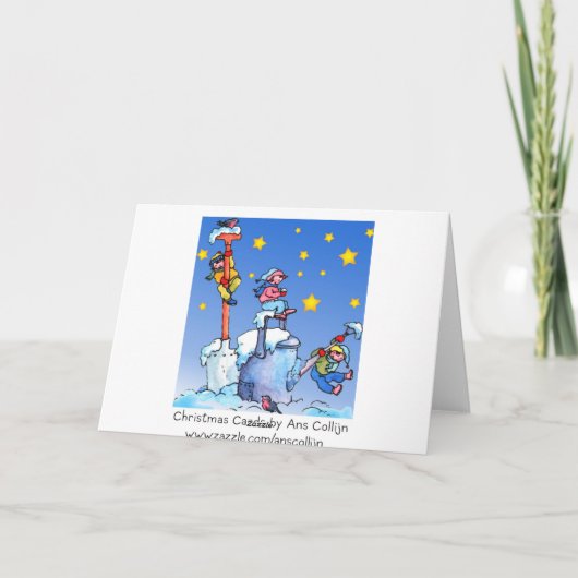 子供の雪の行列のクリスマスの挨拶状 シーズンカード (裏面)