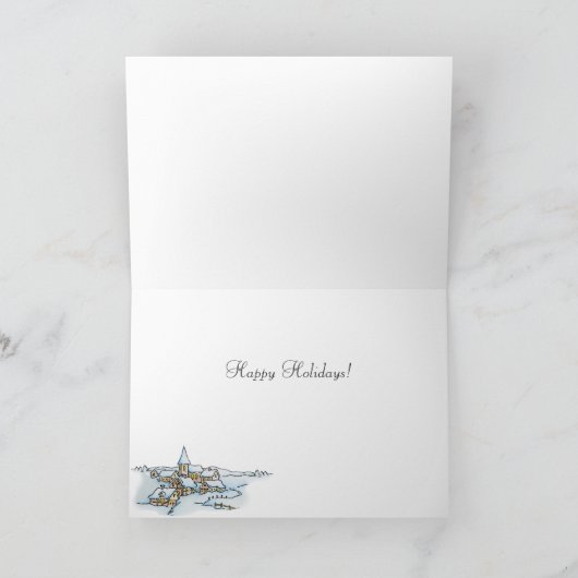 子供の雪の行列のクリスマスの挨拶状 シーズンカード (内部)