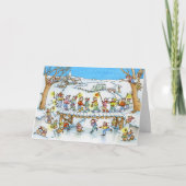 子供の雪の行列のクリスマスの挨拶状 シーズンカード (正面)