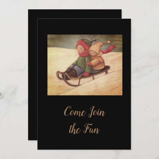 子供の雪遊び 招待状 (正面/裏面)