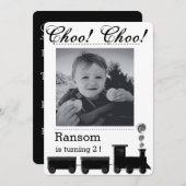 子供の電車の誕生日パーティーへの招待 招待状 (正面/裏面)
