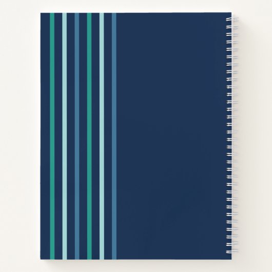 子供の青緑のストライプ名付き少年用 ノートブック (裏面)