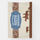 子供の青/茶色の西部テーマの誕生日パーティー 横断幕 (縦)