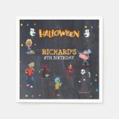子供の面白いハロウィーン衣装の誕生日パーティー スタンダードカクテルナプキン (正面)