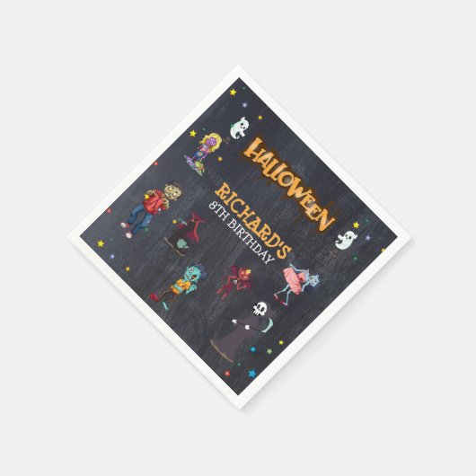 子供の面白いハロウィーン衣装の誕生日パーティー スタンダードカクテルナプキン (角)